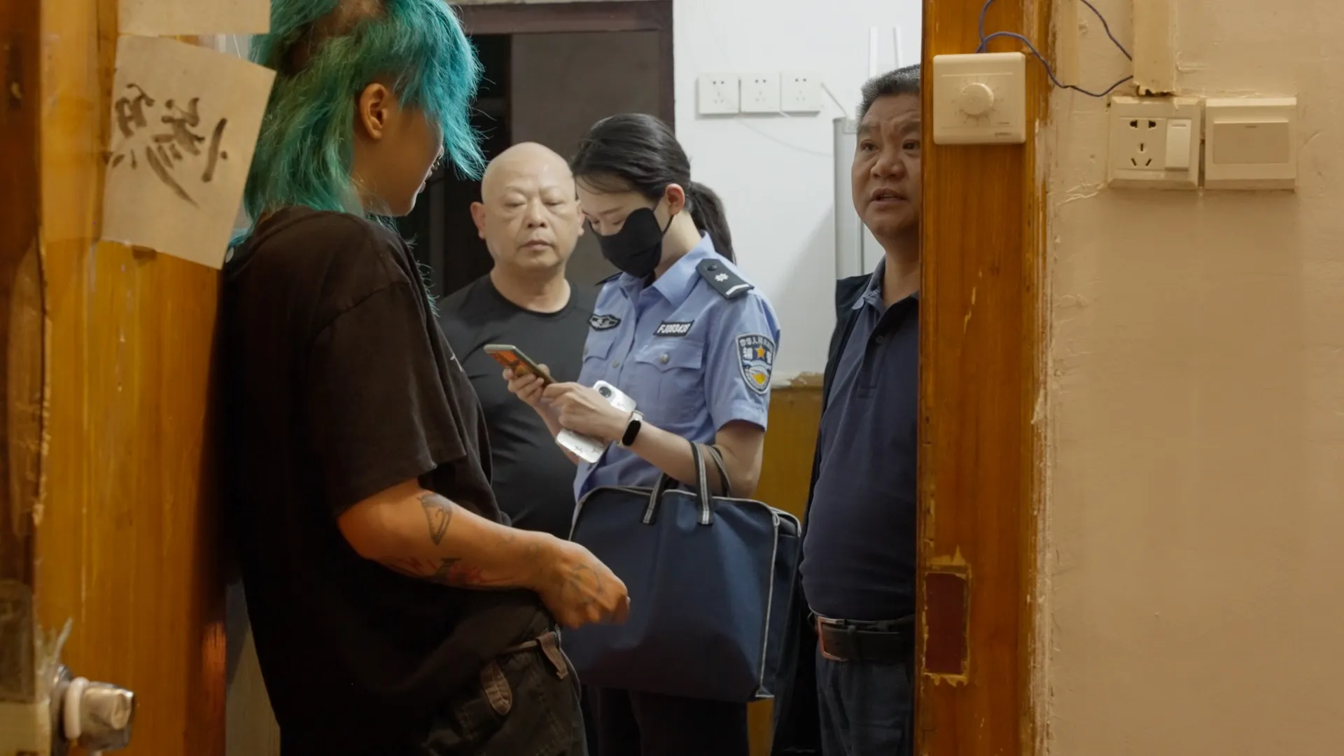 A scene from Lemphek’s documentary involving the police